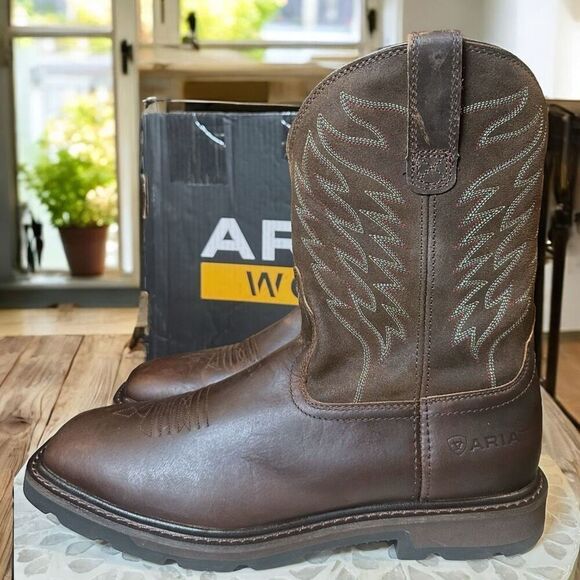Ariat Men's Groundbreaker Wide Square Toe Regular Work Boots Brown Size 10.5 D - Picture 8 of 16